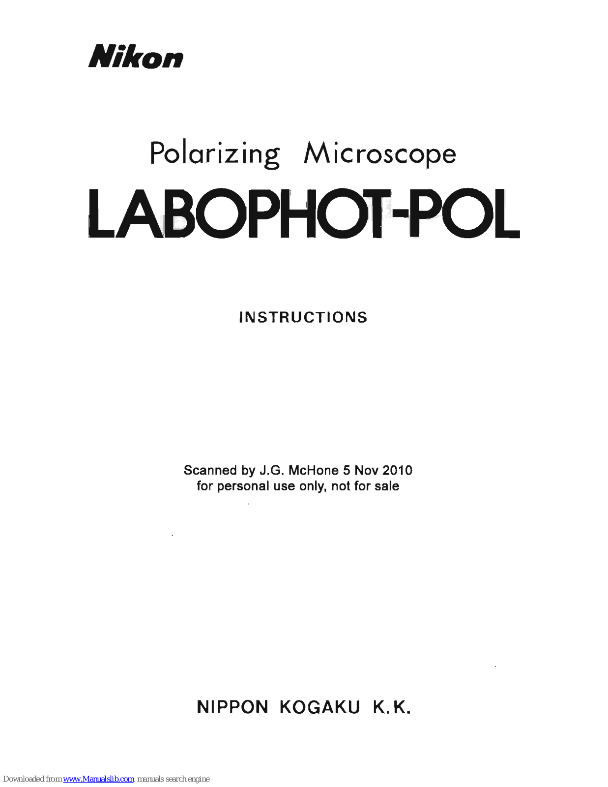 Nicon Labophot-Pol Instructions Manual - ManualMachine.com
