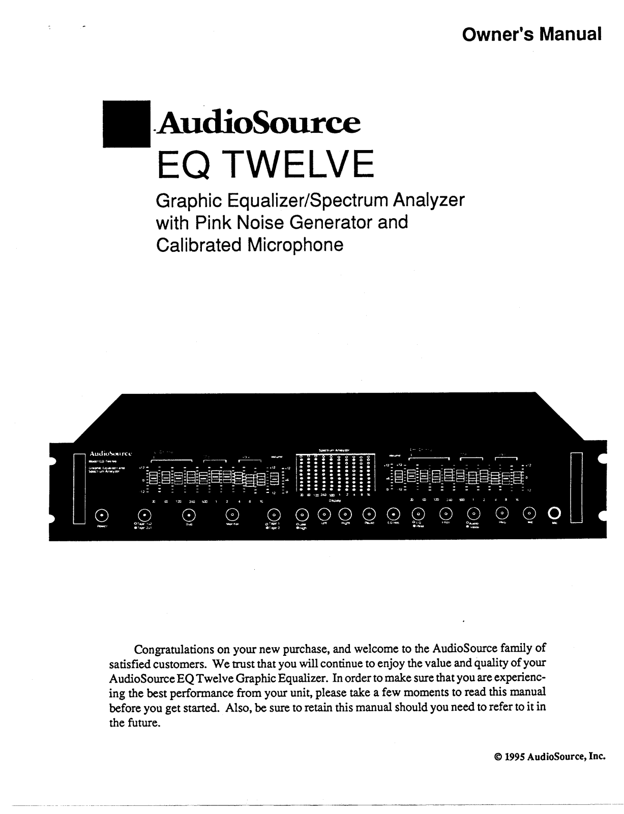 AudioSource EQ Twelve User Manual