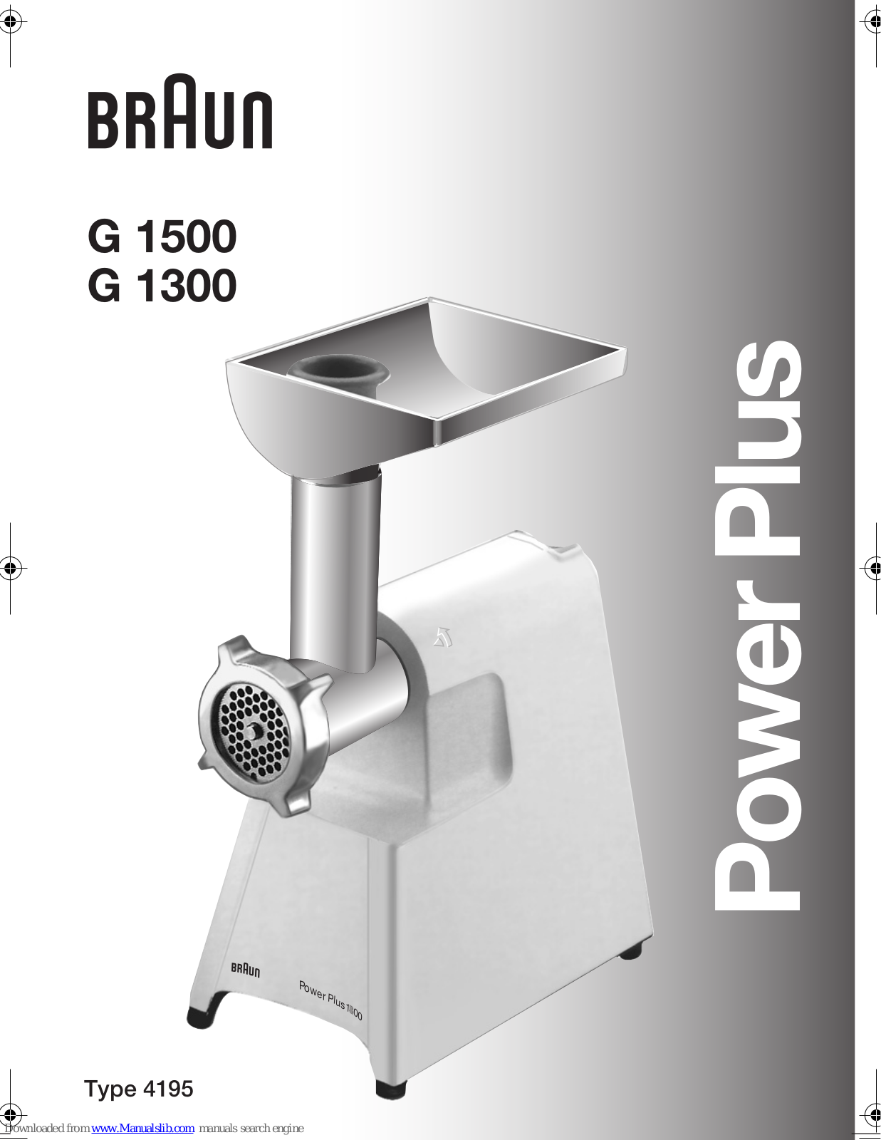 Braun Power Plus G 1500, Power Plus G 1300 Instruction Manual