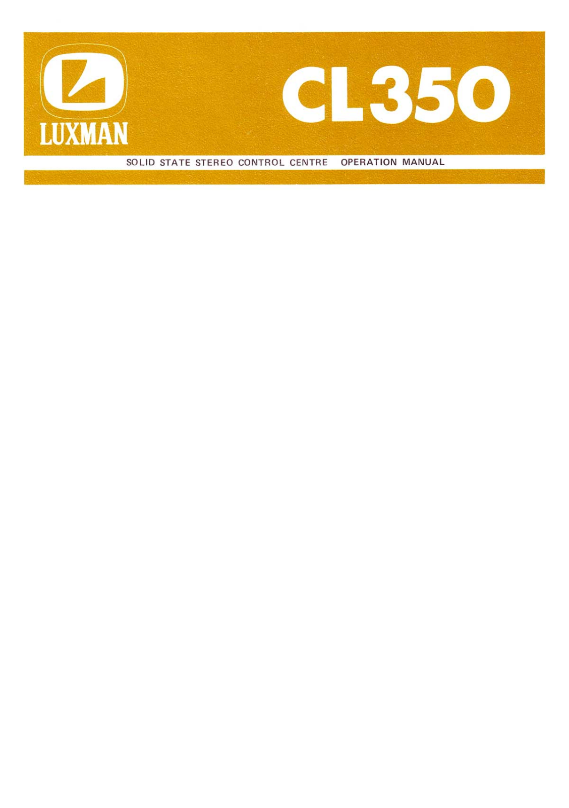 Luxman CL-350 Owners Manual