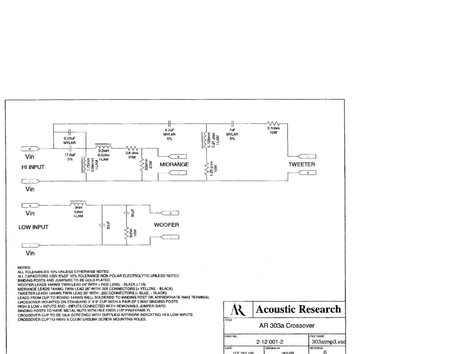 Acoustic Research AR-303-A Schematic