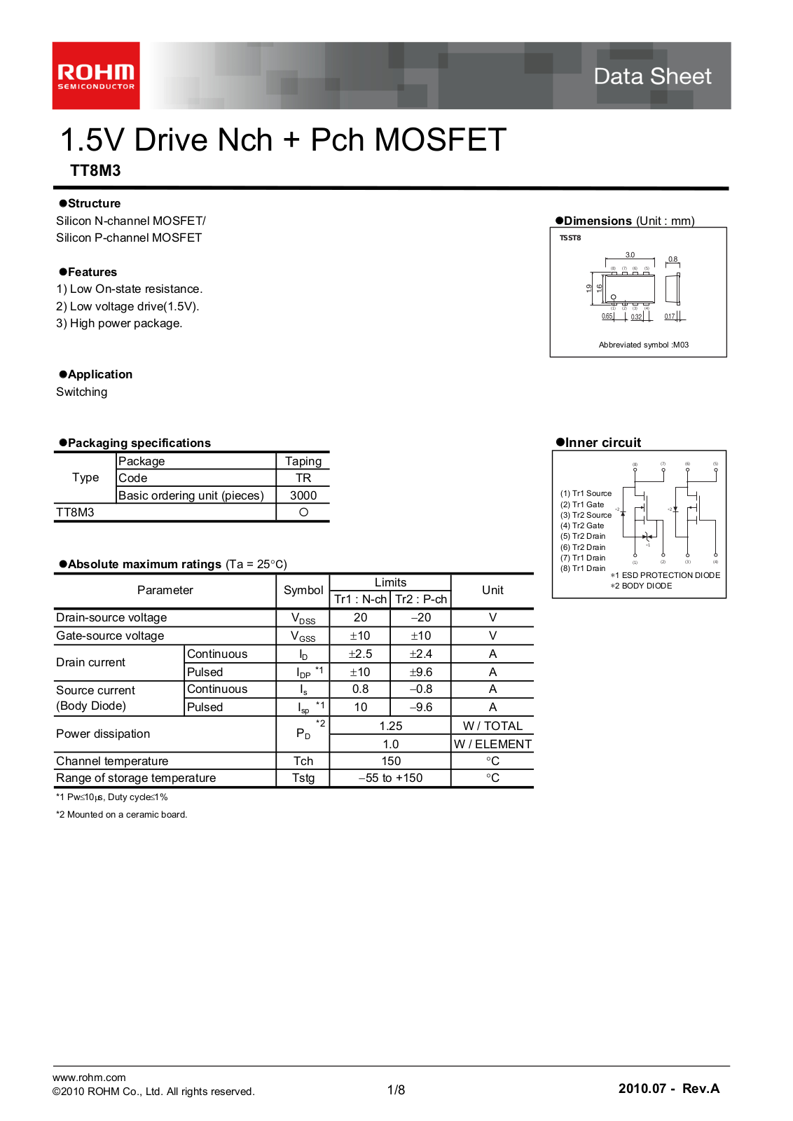 ROHM TT8M3 Technical data