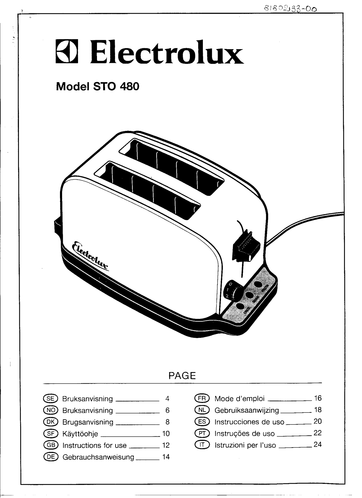electrolux STO480 User Manual