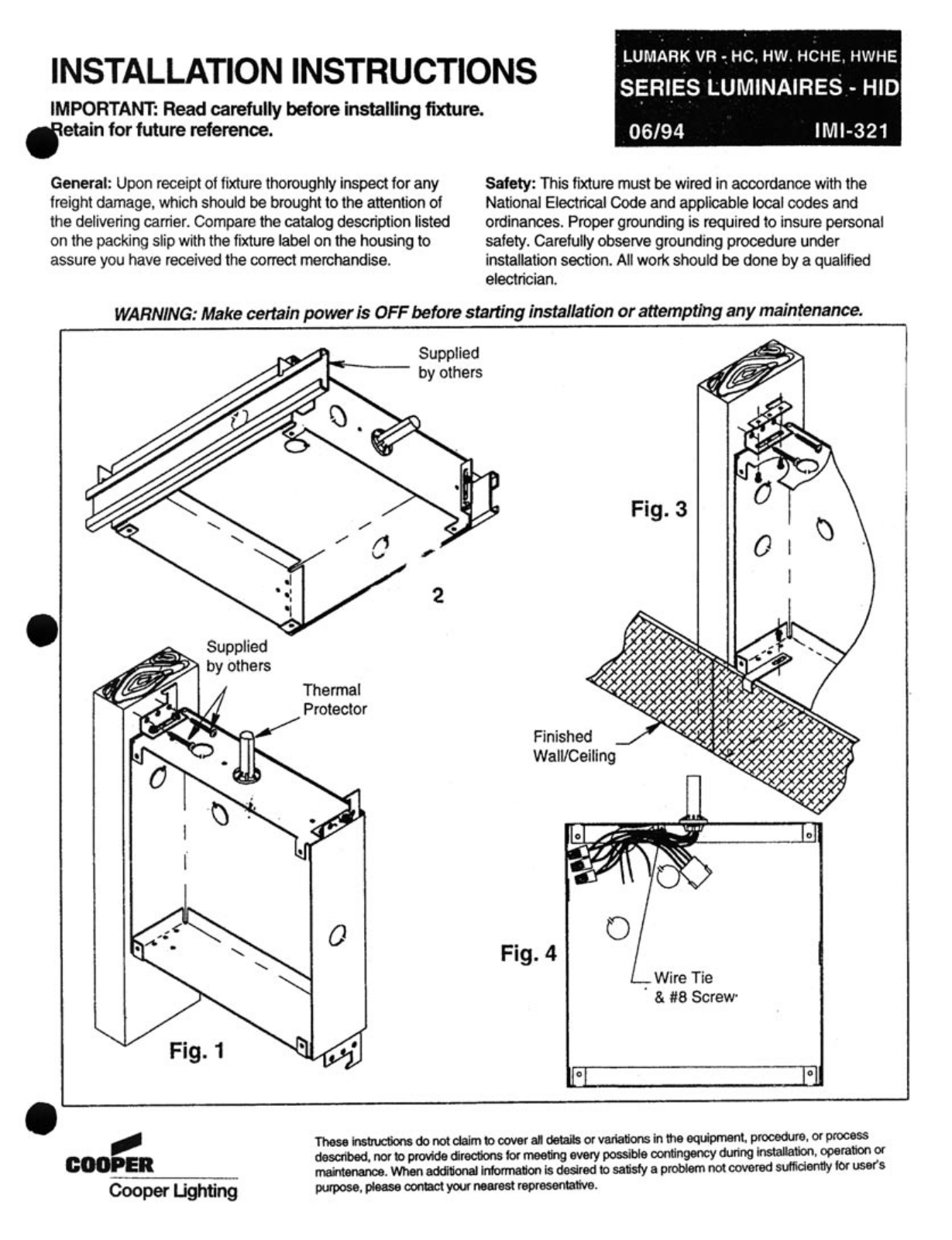 Cooper Lighting IMI-321 User Manual