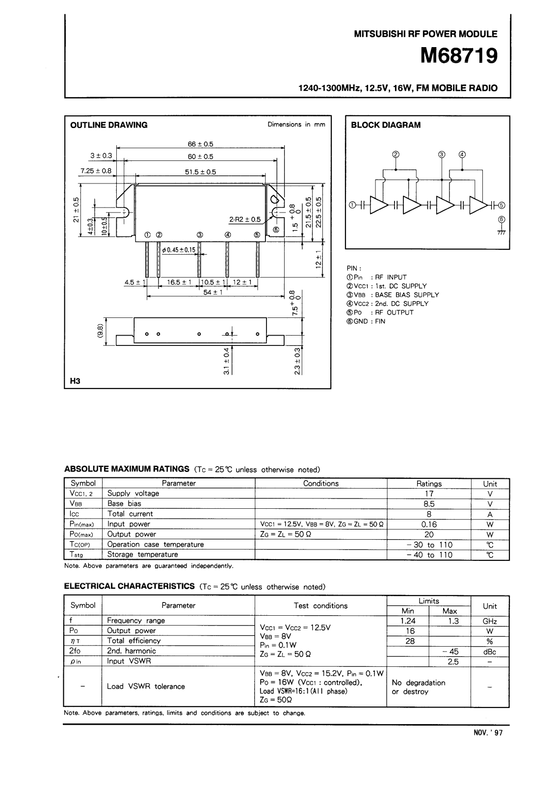 Mitsubishi M68719 Datasheet