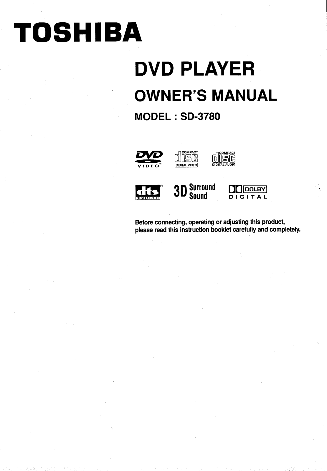 Toshiba SD-3780 Owners manual