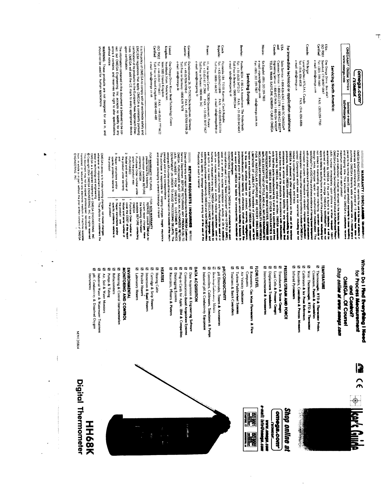 Omega HH68K User Manual