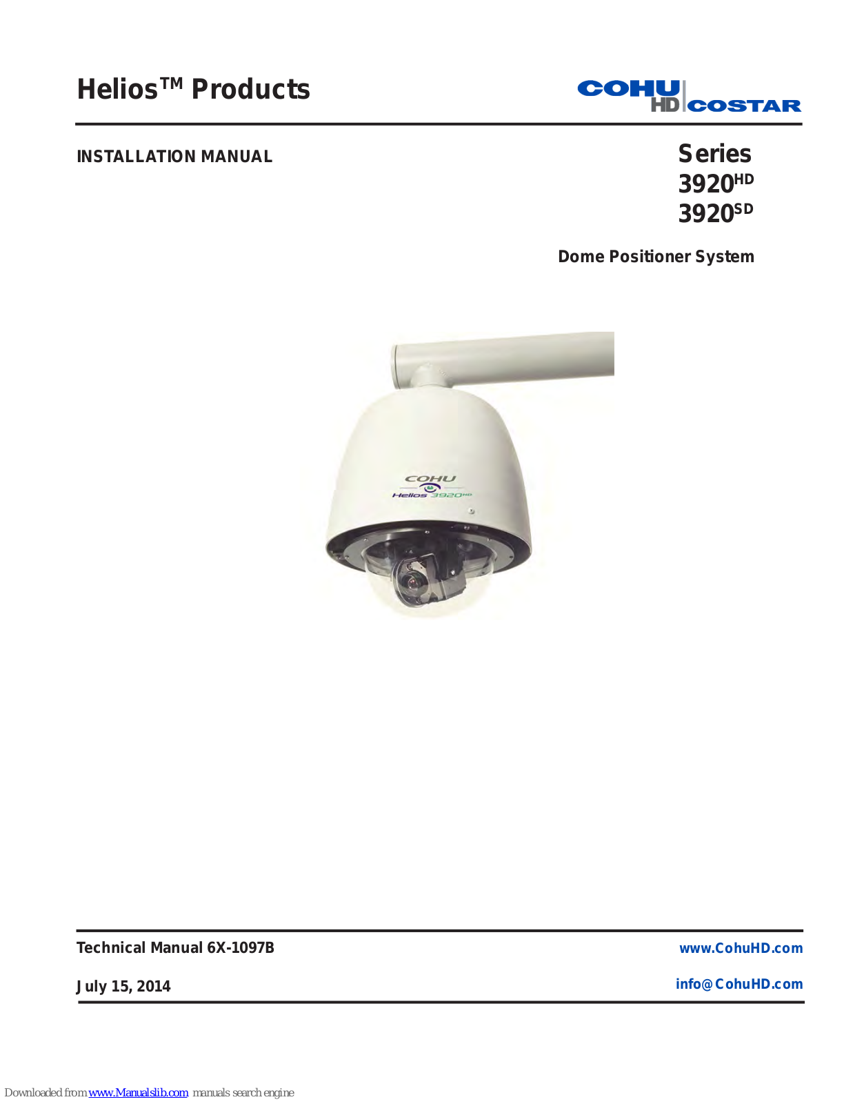 COHU 3920HD series, 3920SD series Installation Manual