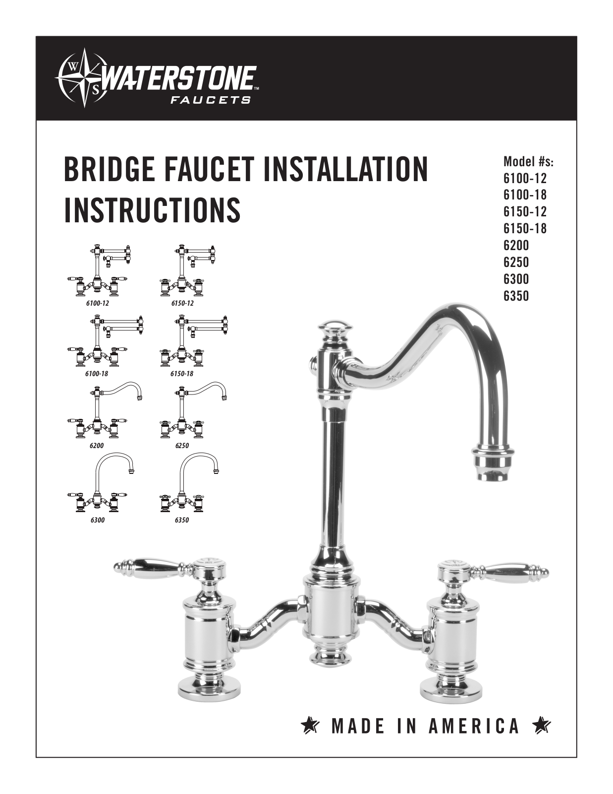 Waterstone BRIDGE FAUCETS 6350 User Manual