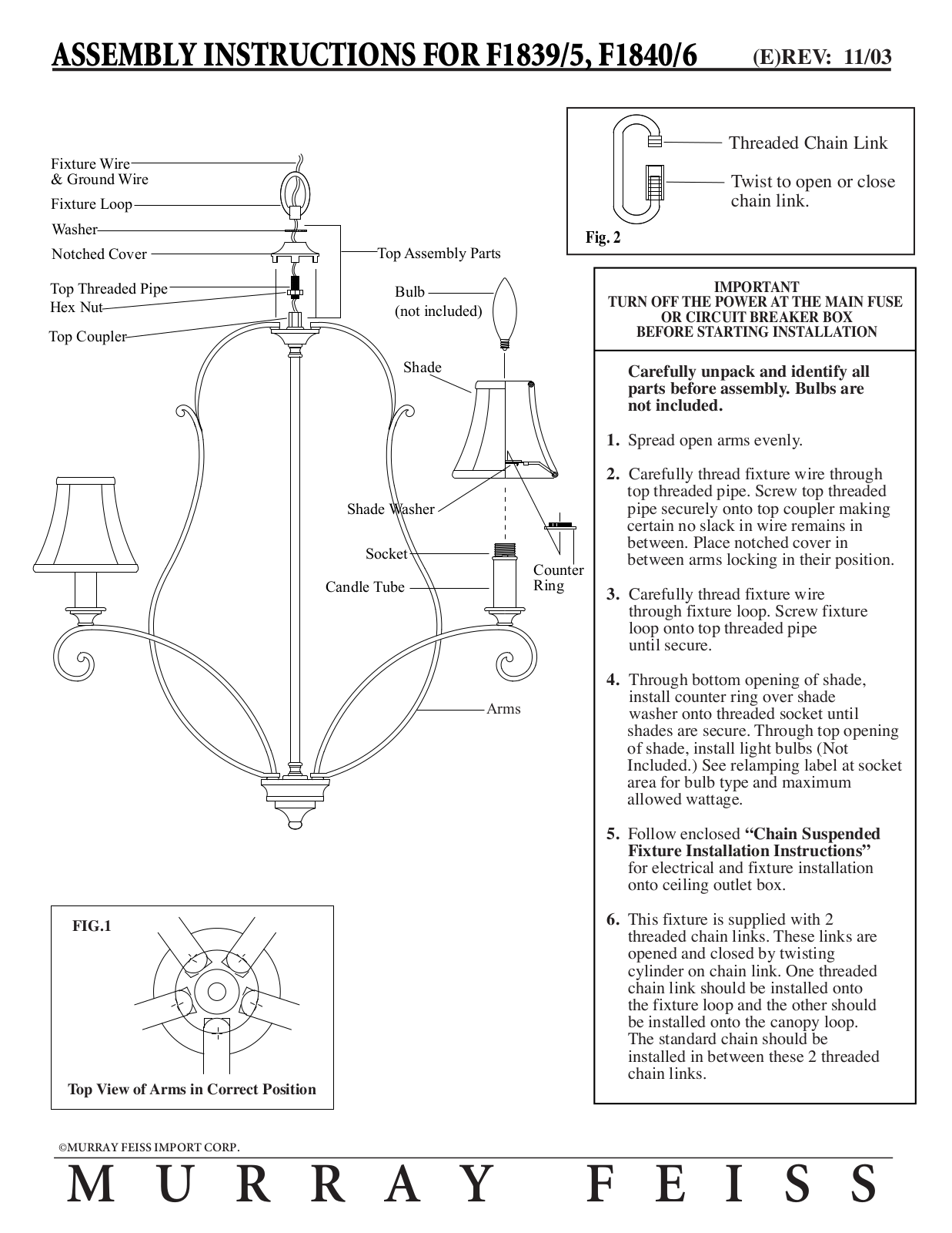 Feiss F1840 User Manual