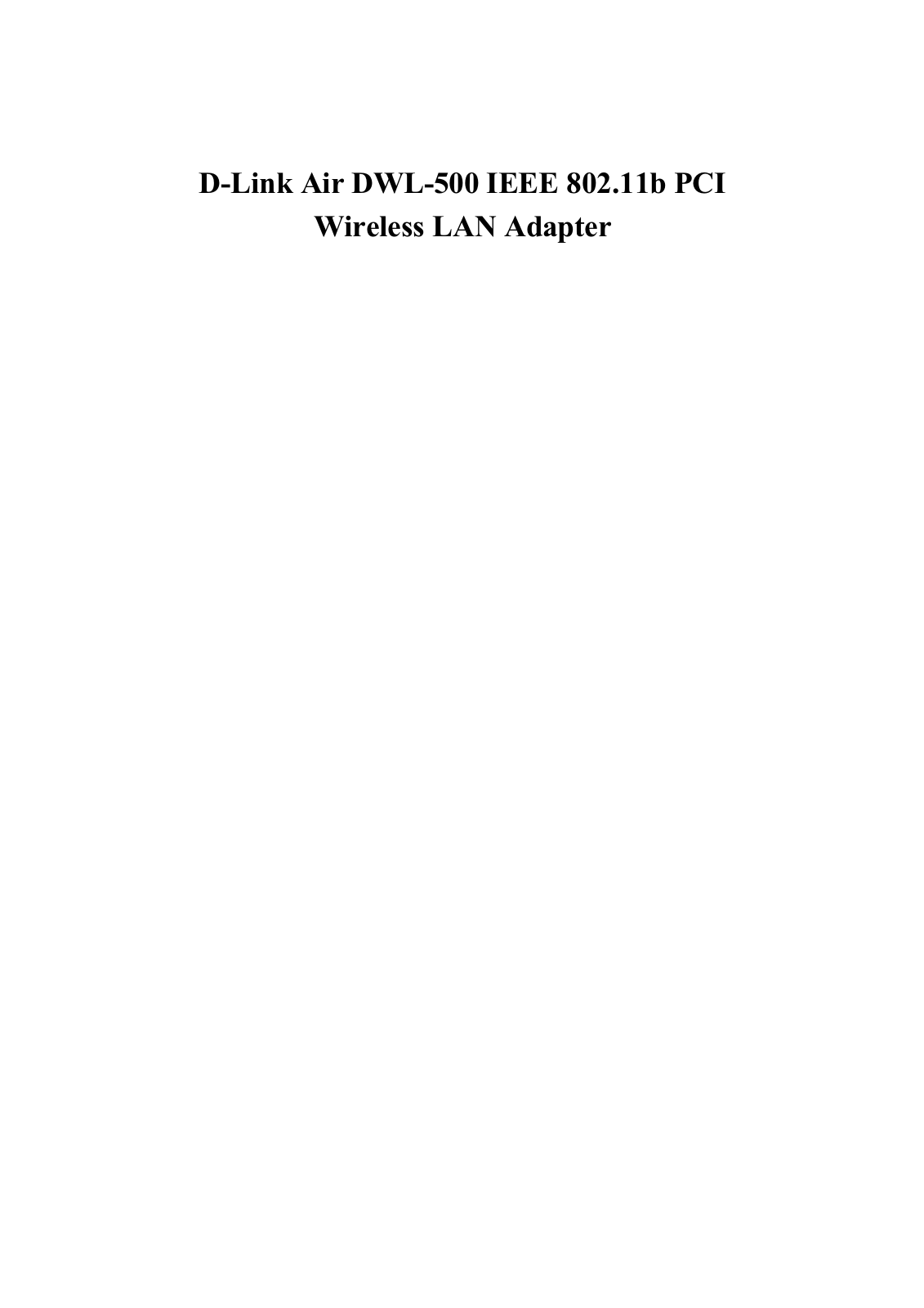 D-Link DWL-500 Service Manual