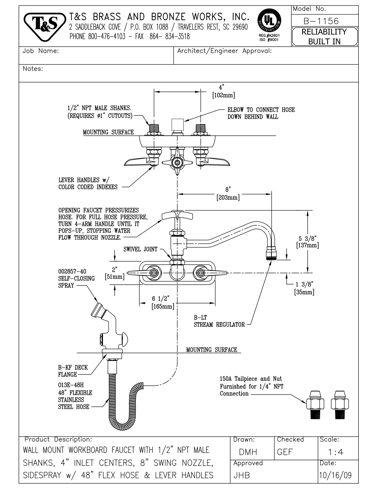 T & S Brass & Bronze Works B-1156 General Manual