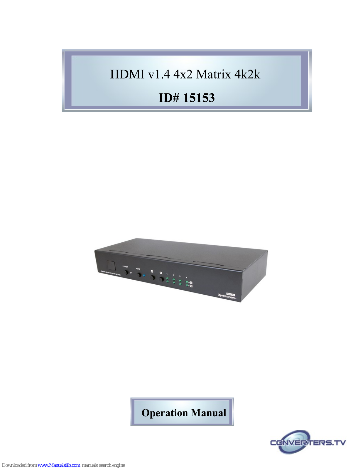 Converters.TV 15153 Operation Manual