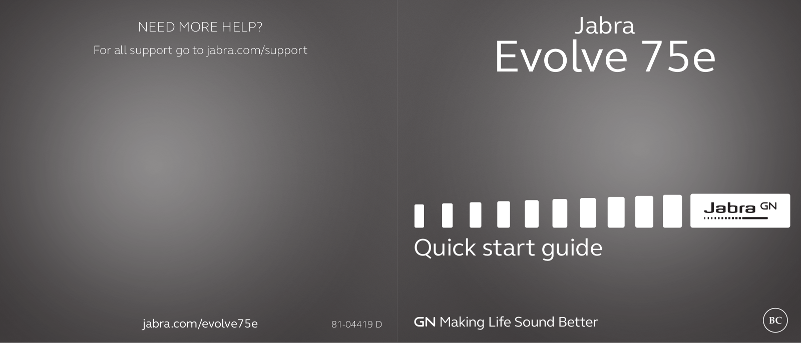 Jabra Evolve 75e Quick start guide