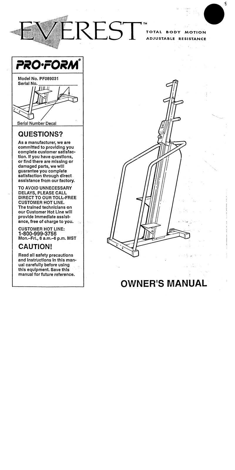 ProForm PF089031 User Manual