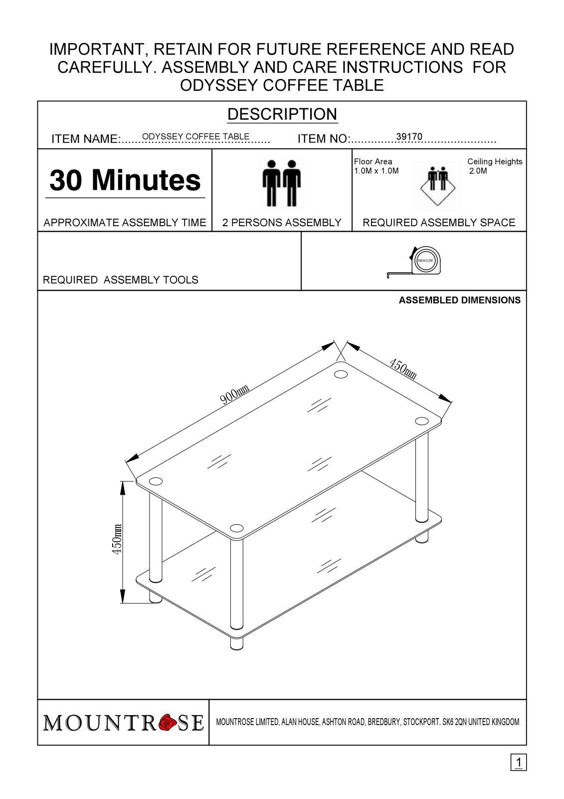 Argos 37155 ASSEMBLY INSTRUCTIONS