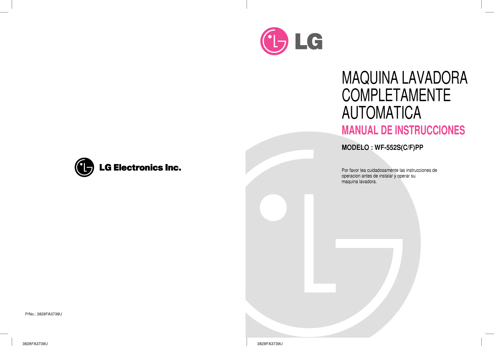 Lg WF-552SPP, WF-552CPP, WF-552FPP User Manual