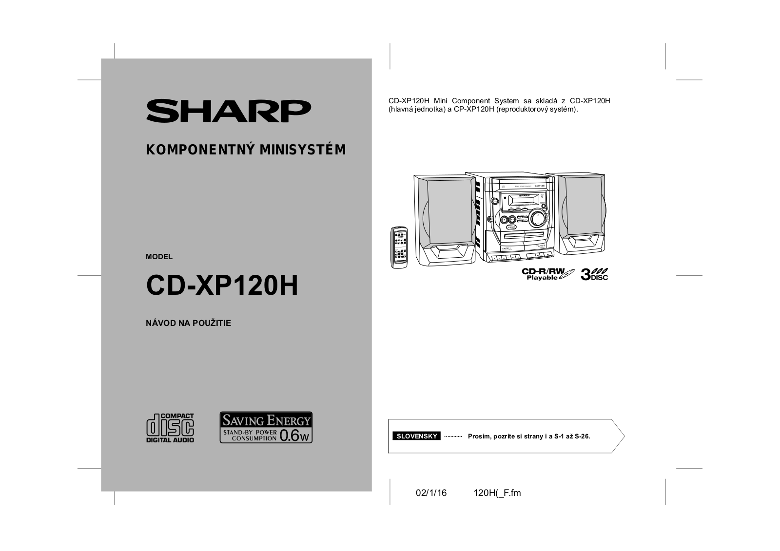 Sharp CD-XP120H User Manual