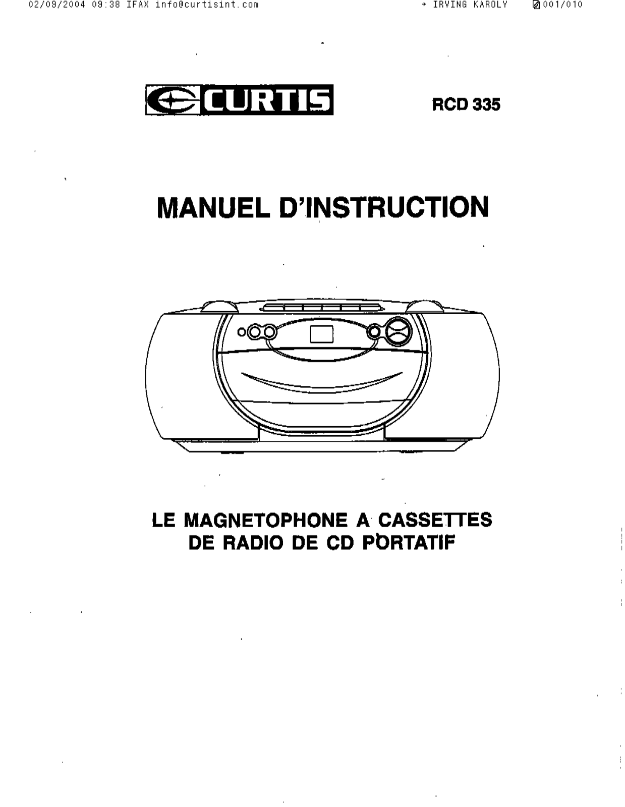 CURTIS RCD335 User Manual