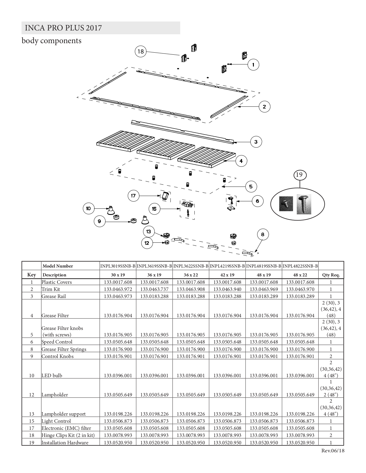 Faber INPL3622SSNBB Parts List