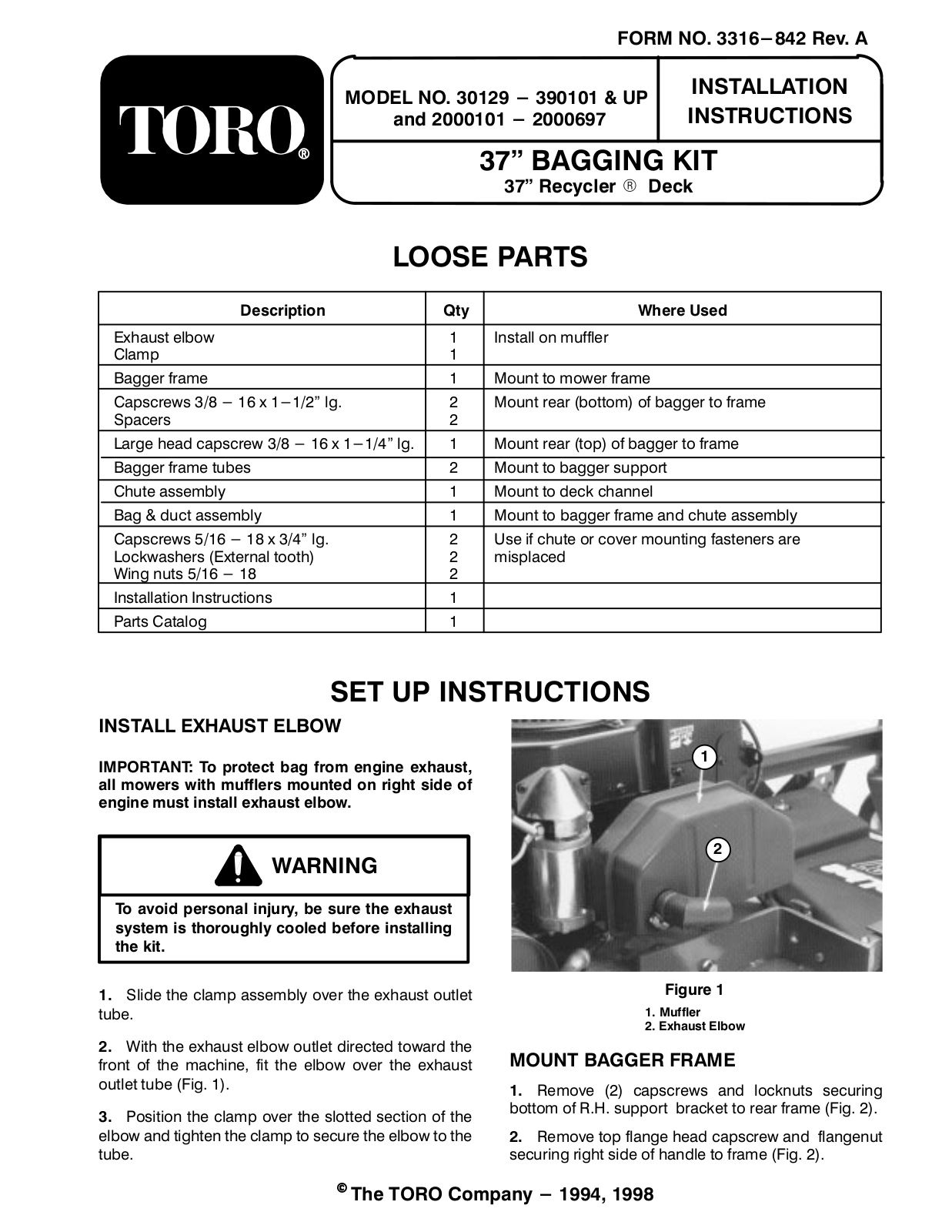 Toro 30129 Installation Instructions