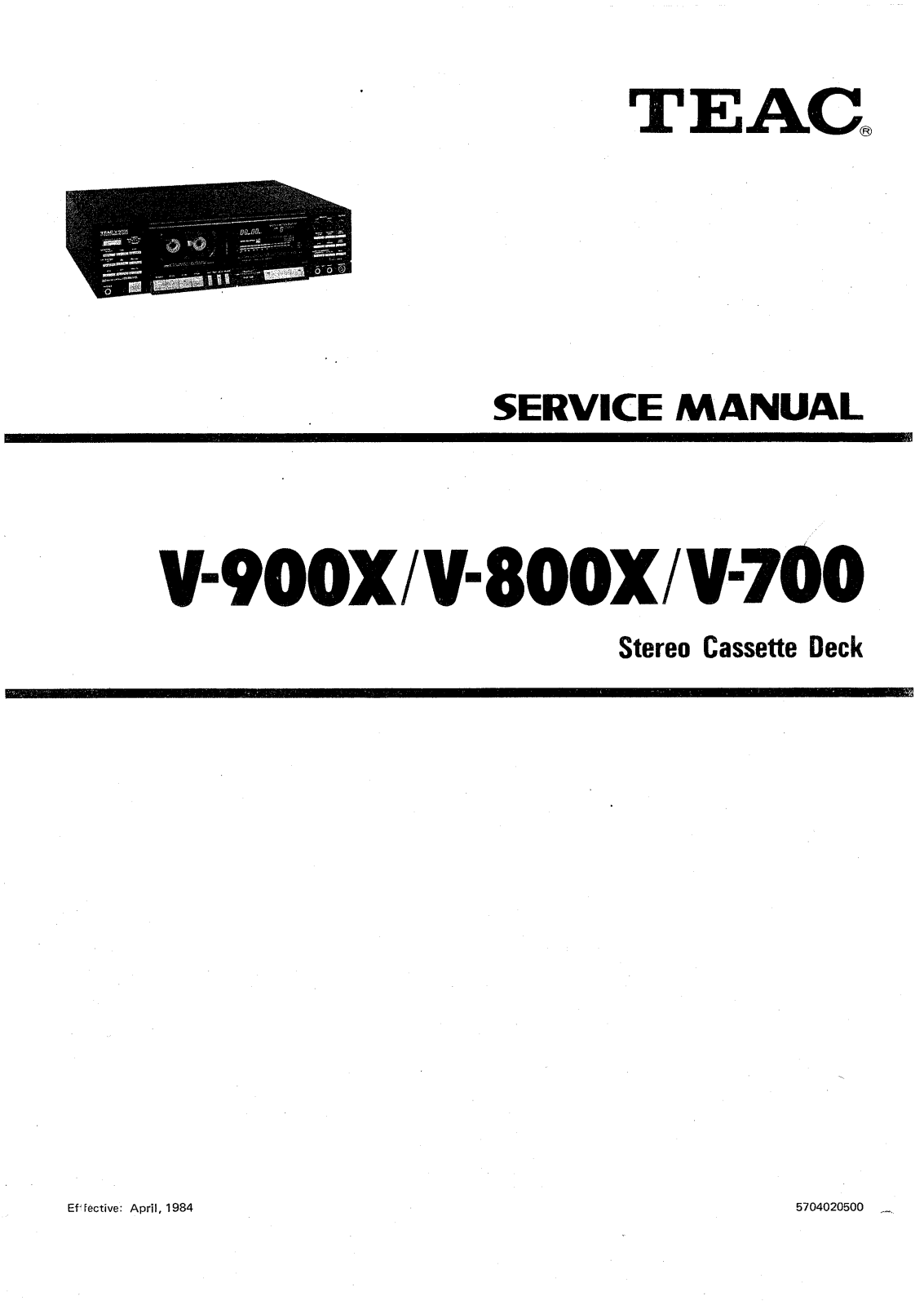TEAC V-800-X, V-700, V-900-X Service manual