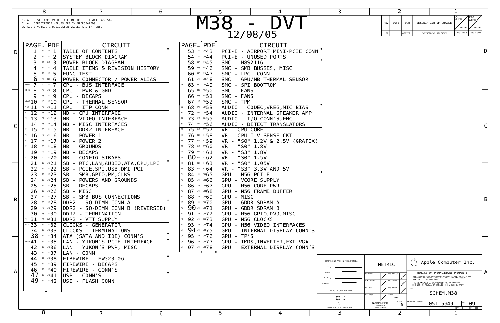 Apple iMac G5 iSight M38-DVT 051-6949 08.12.2005 Rev09 Schematic