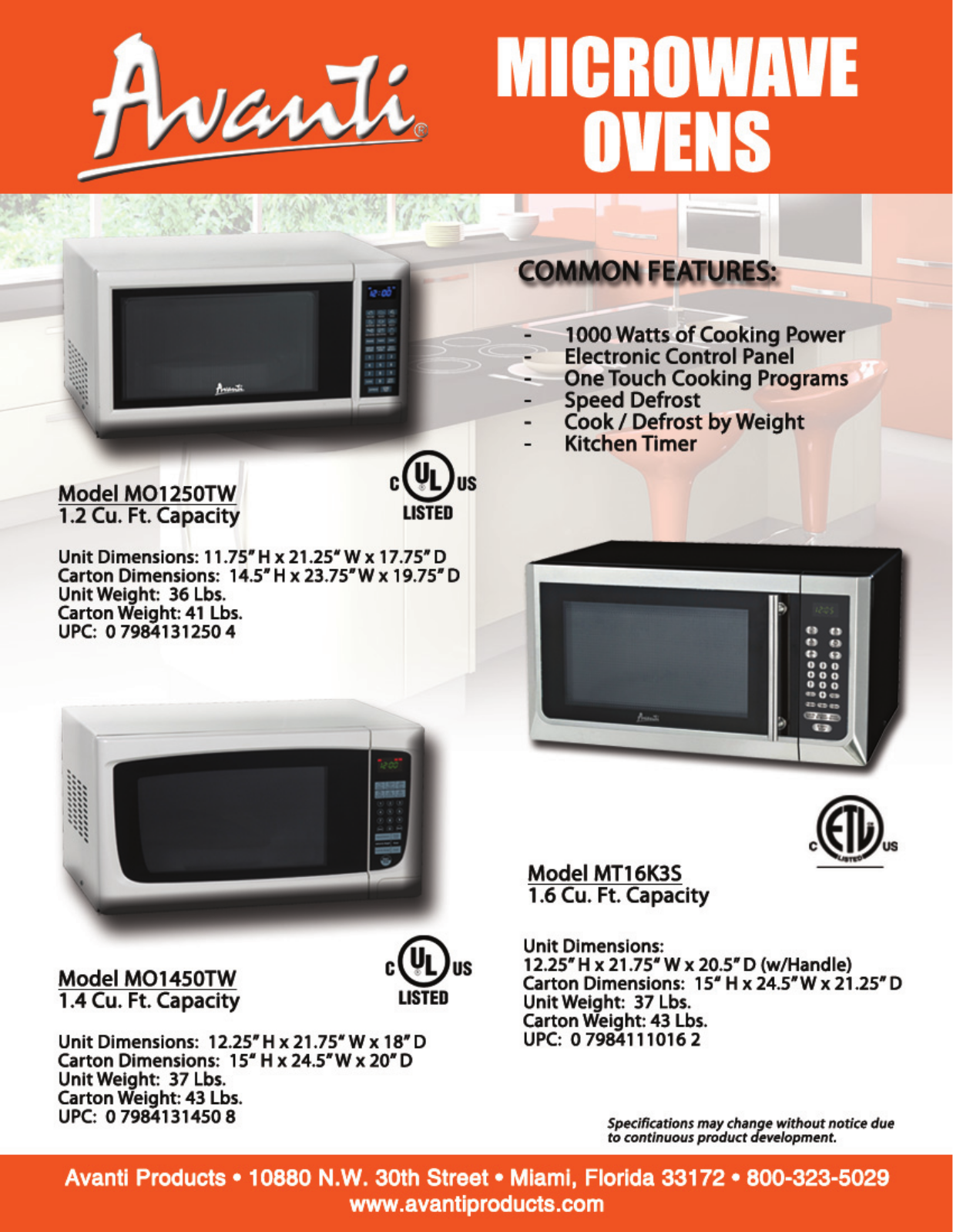 Avanti Products AVA1285 Specifications - ManualMachine.com