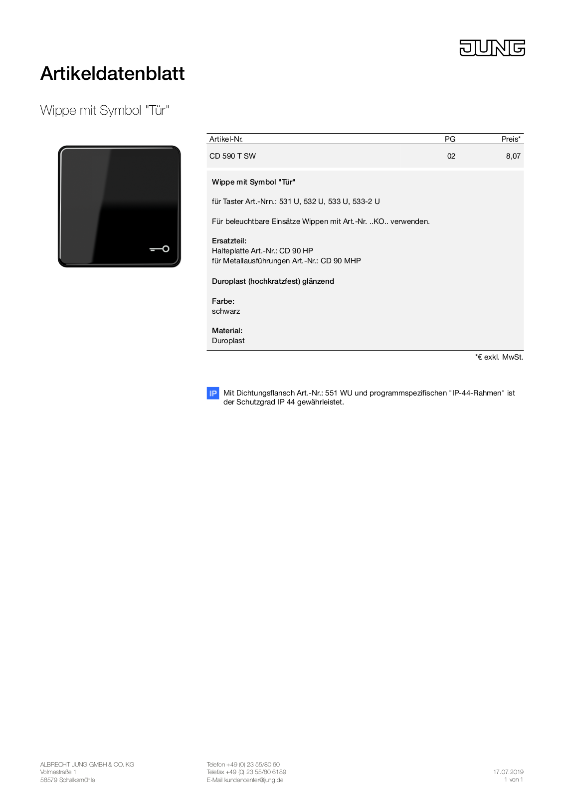 Jung CD 590 T SW User Manual