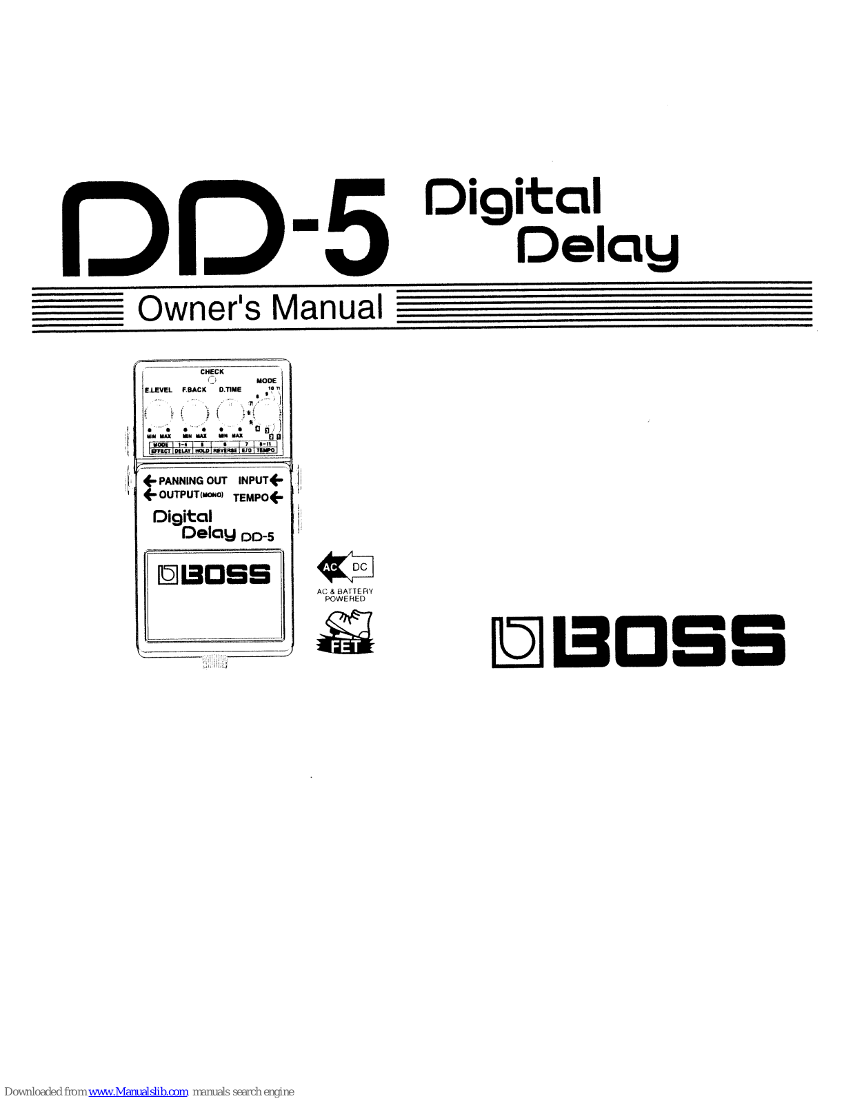 Boss DD-5 Digital Delay Owner's Manual