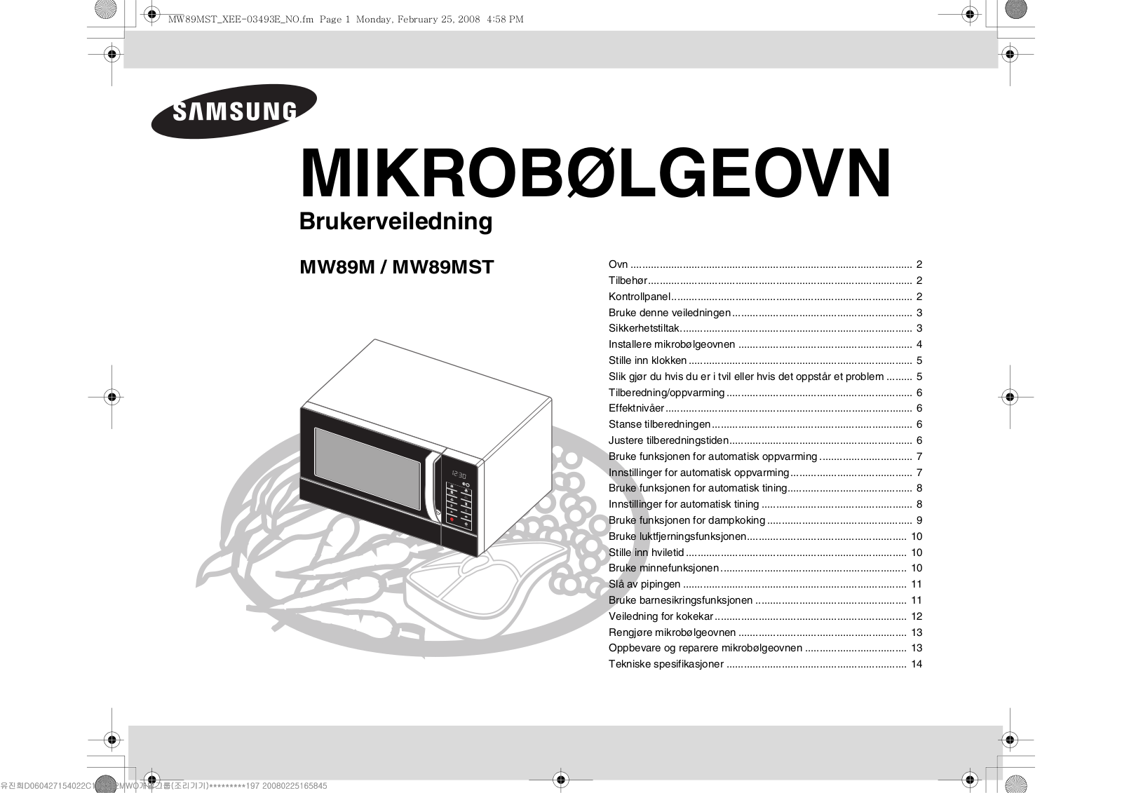 Samsung MW89M, MW89MST User Manual