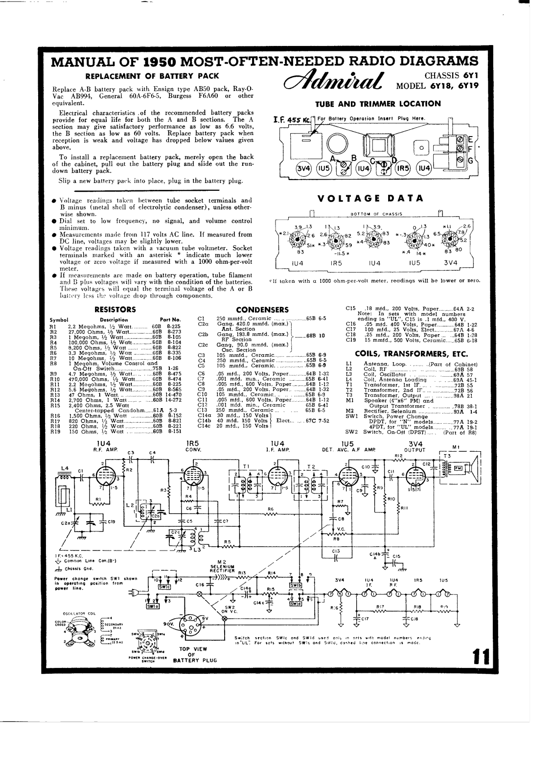 Admiral 6Y1, 6Y18, 6Y19 Schematic