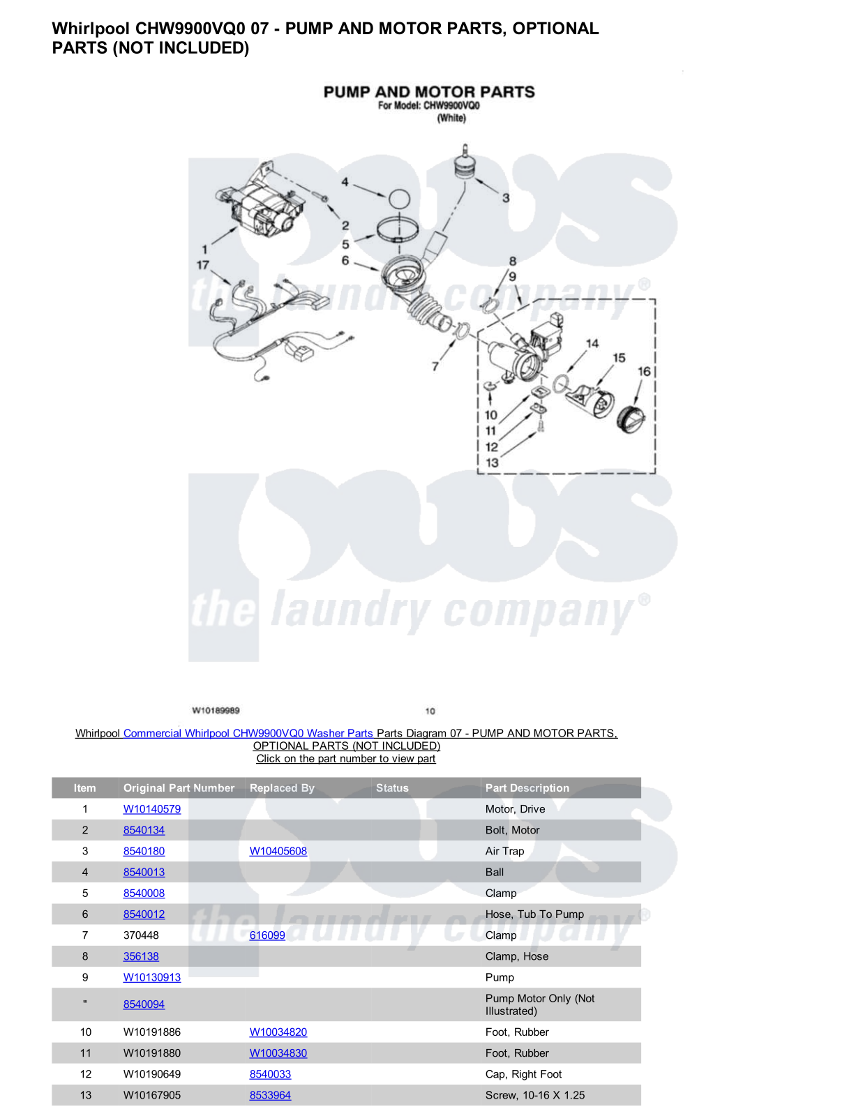 Whirlpool CHW9900VQ0 Parts Diagram