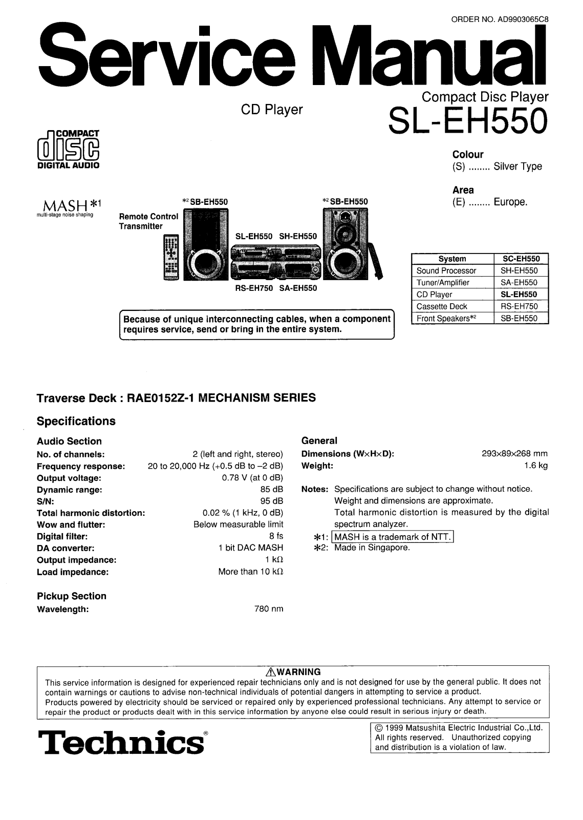 Technics SL-EH-550 Service Manual