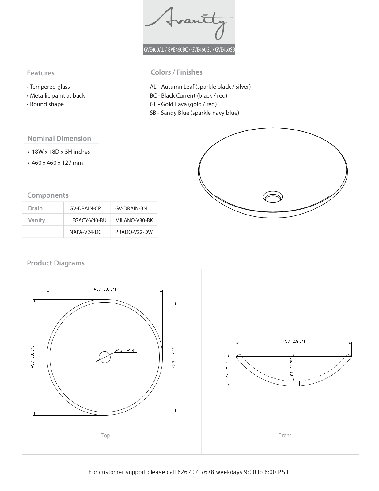 Avanity GVE460GL Specifications