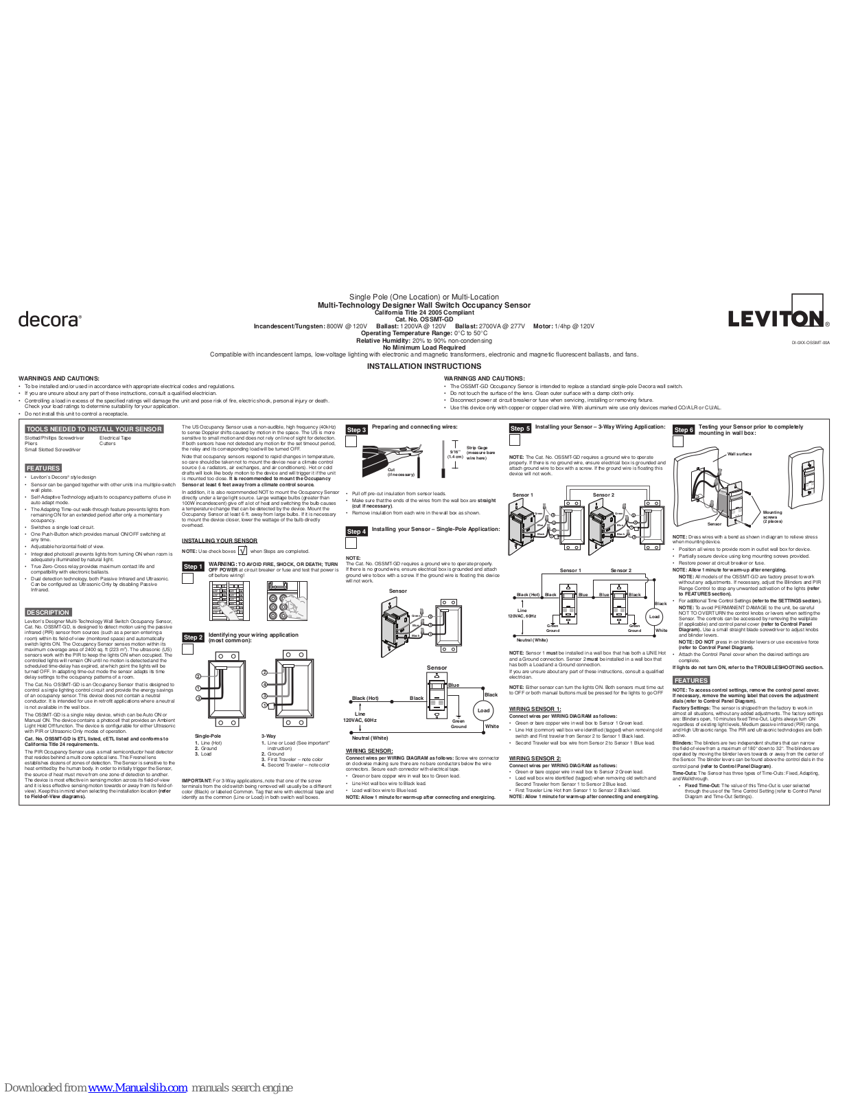 Leviton OSSMT-GD, Decora OSSMT-GD Installation Manual - ManualMachine.com