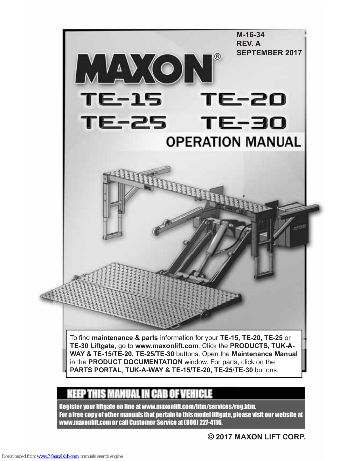 Maxon TE-15, TE-20, TE-30, TE-25 Operation Manual