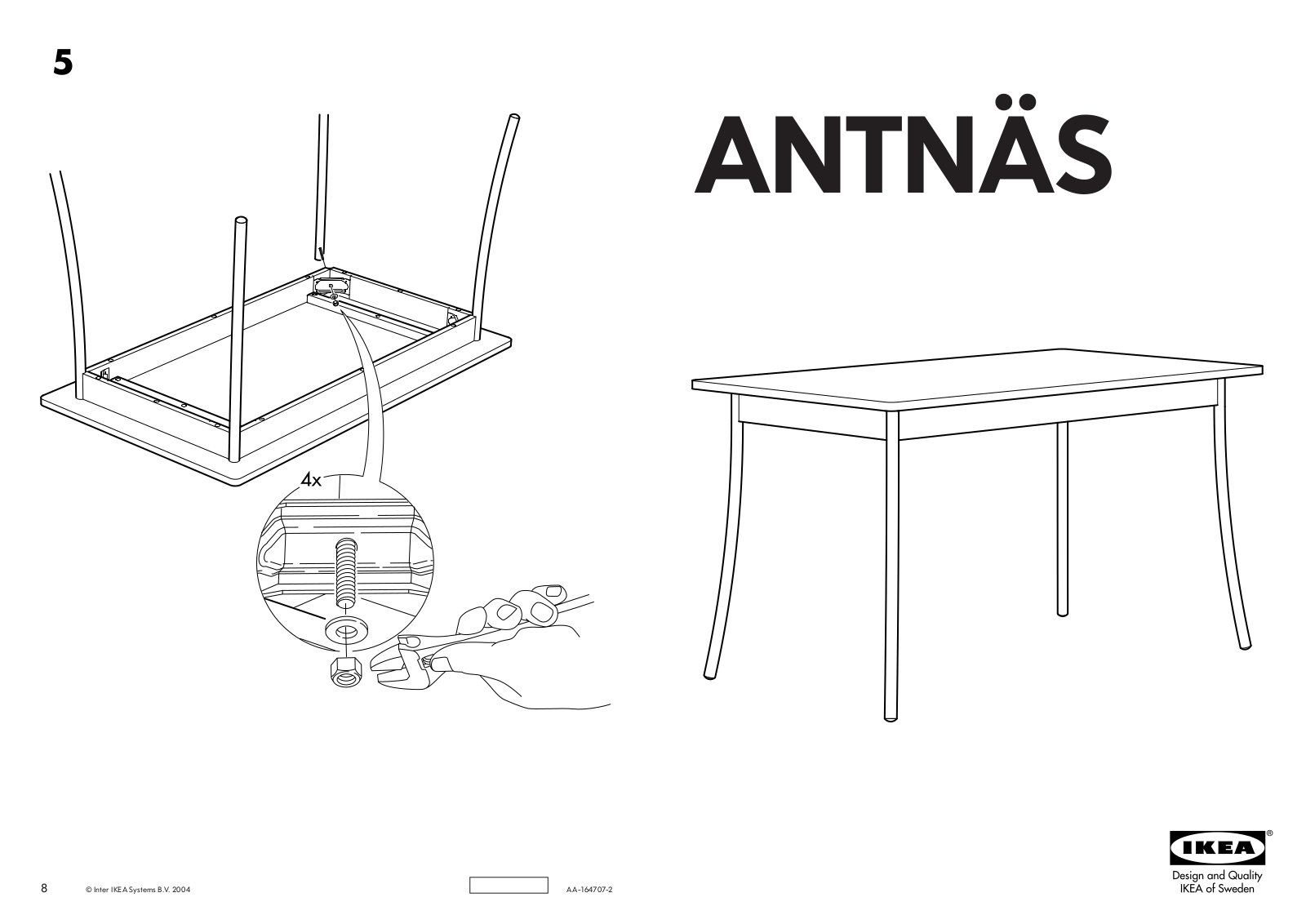 IKEA ANTNÄS DINING TABLE 51X30 ANT-BLK User Manual