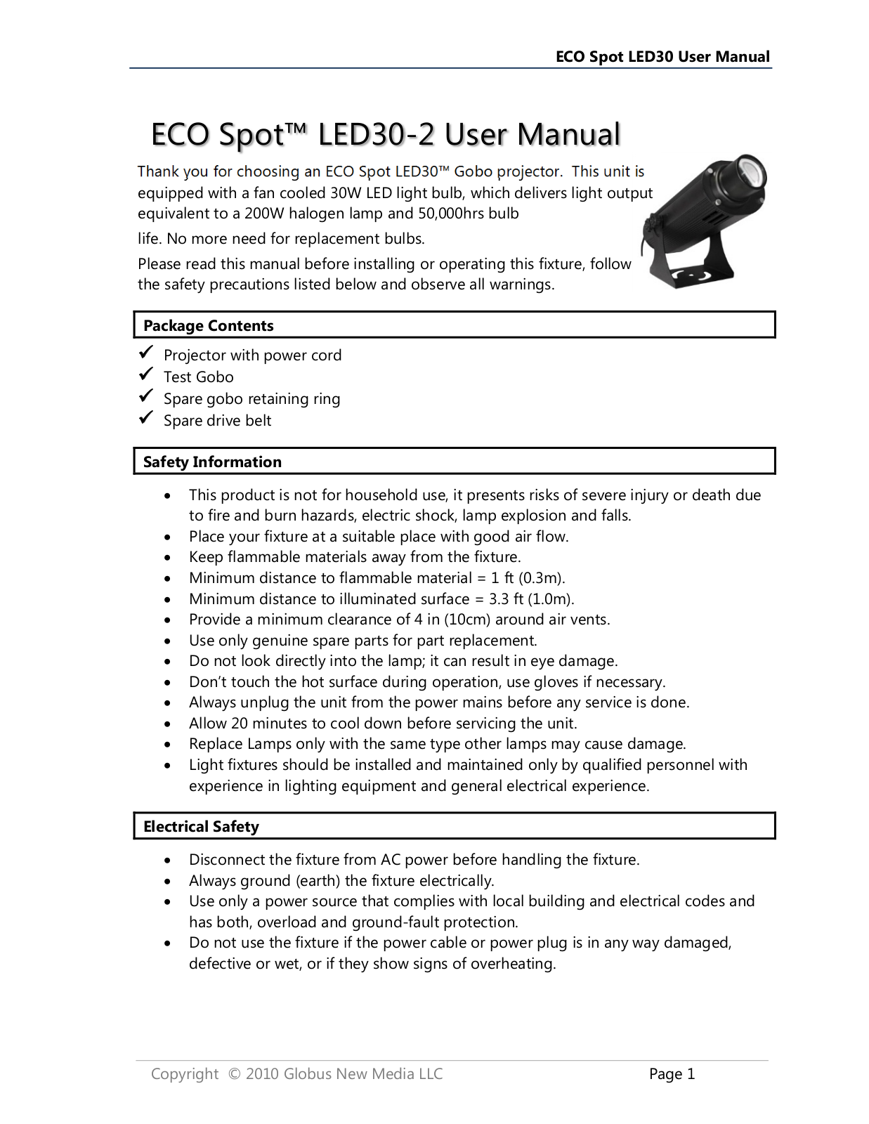 Gobo ECO Spot LED30-2 User Manual