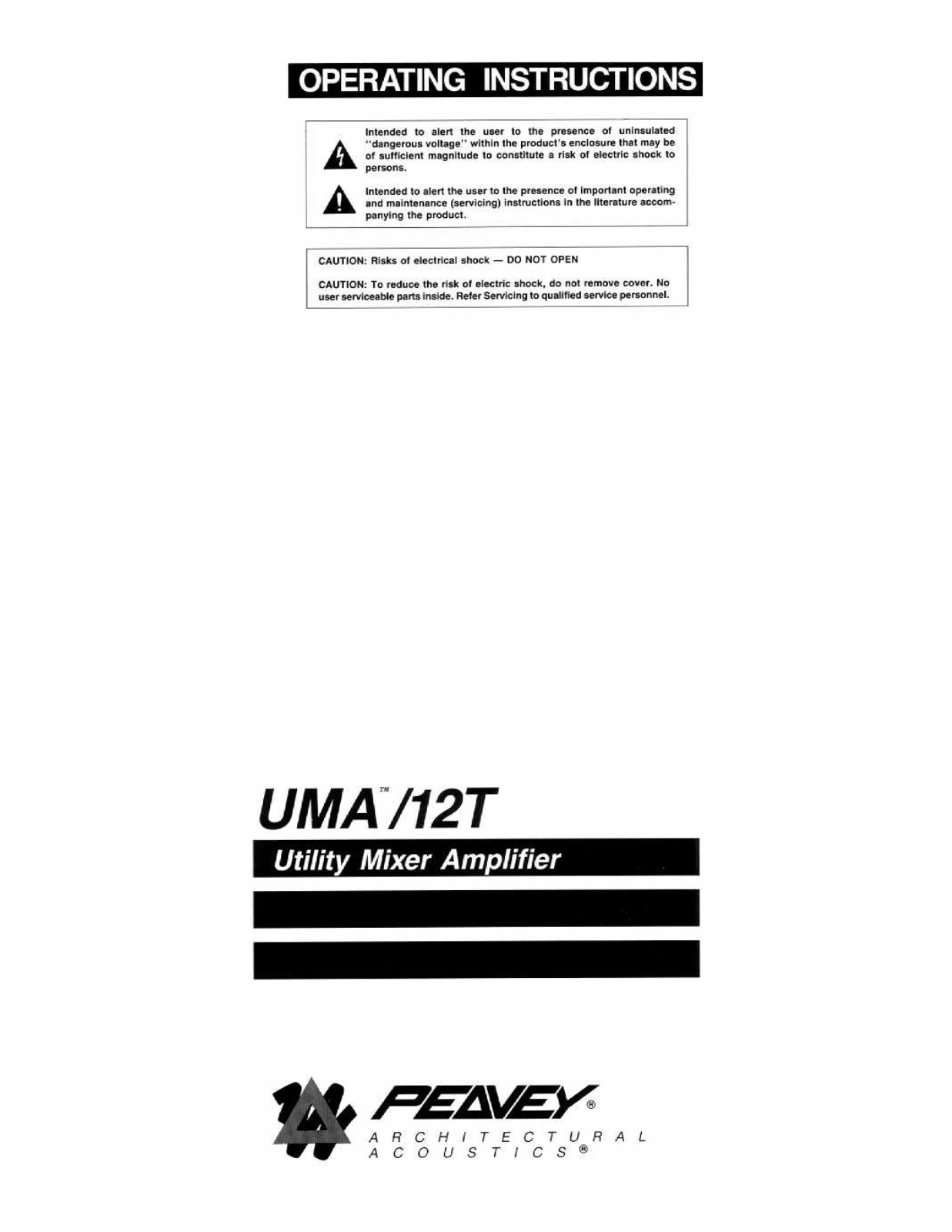 Peavey UMA-12T User Manual