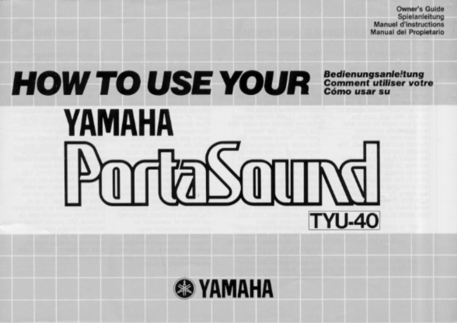 Yamaha TYU40 Owner's Manual