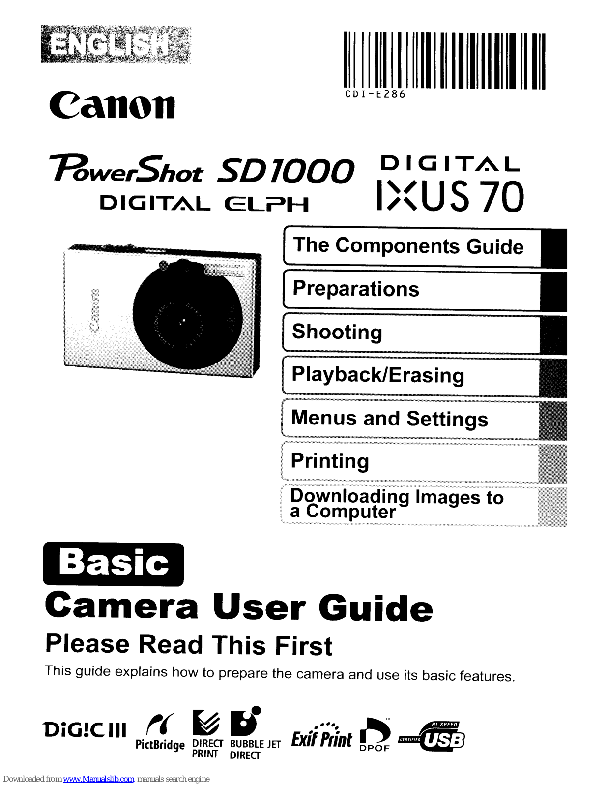 Canon Digital IXUS 70, PowerShot SD1000 Digital ELPH User Manual