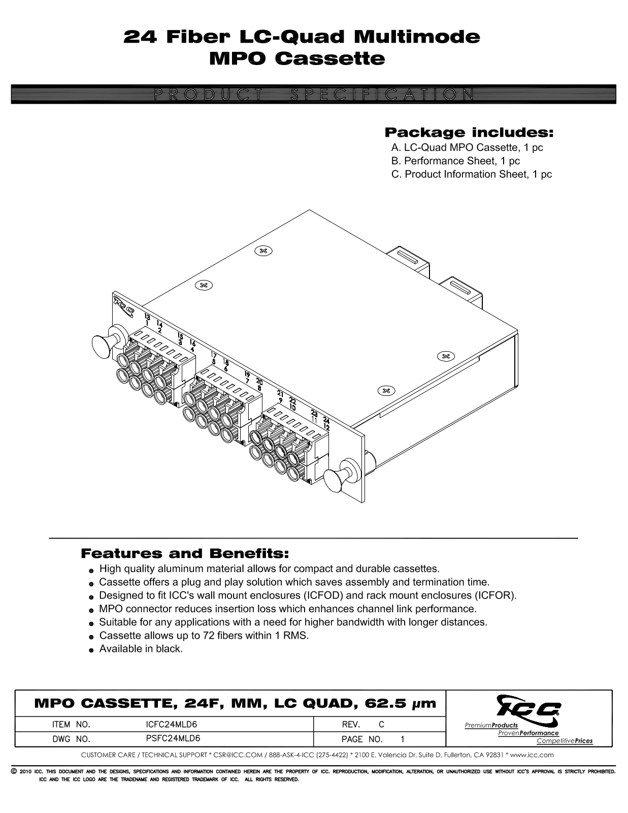 ICC ICFC24MLD6 Specsheet