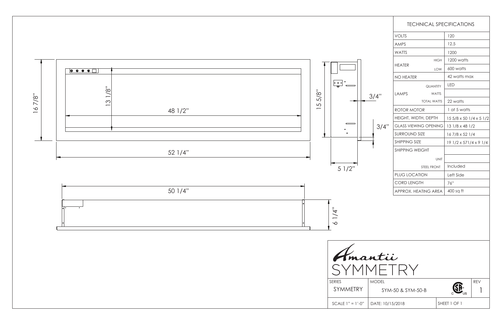 Amantii SYM50B Specifications