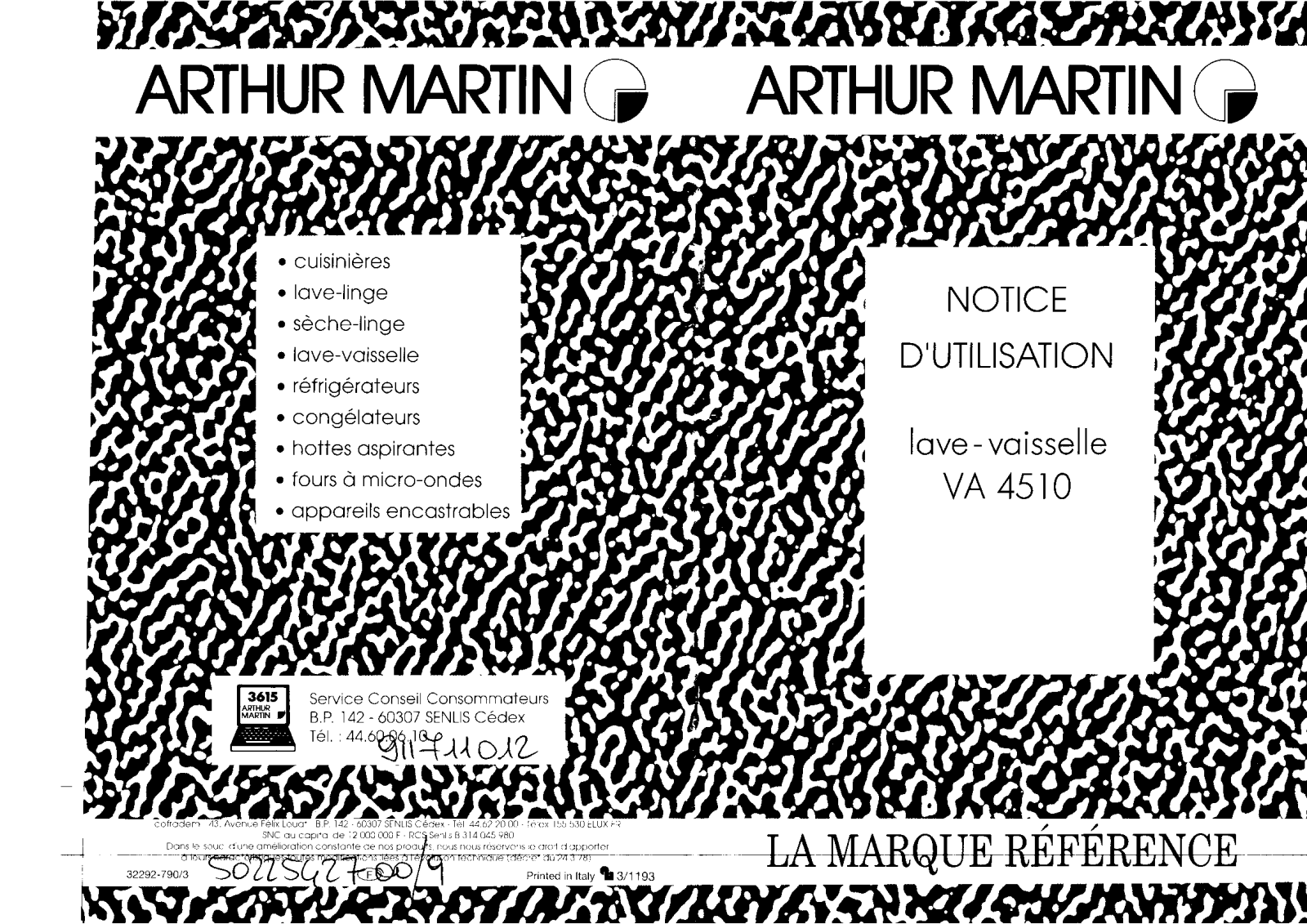 ARTHUR MARTIN VA4510 User Manual