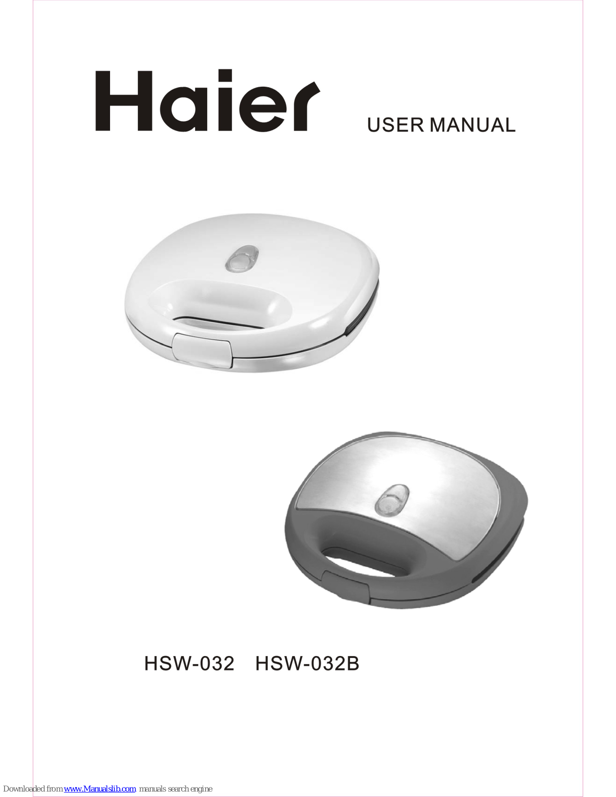 Haier HSW-032, HSW-032B User Manual