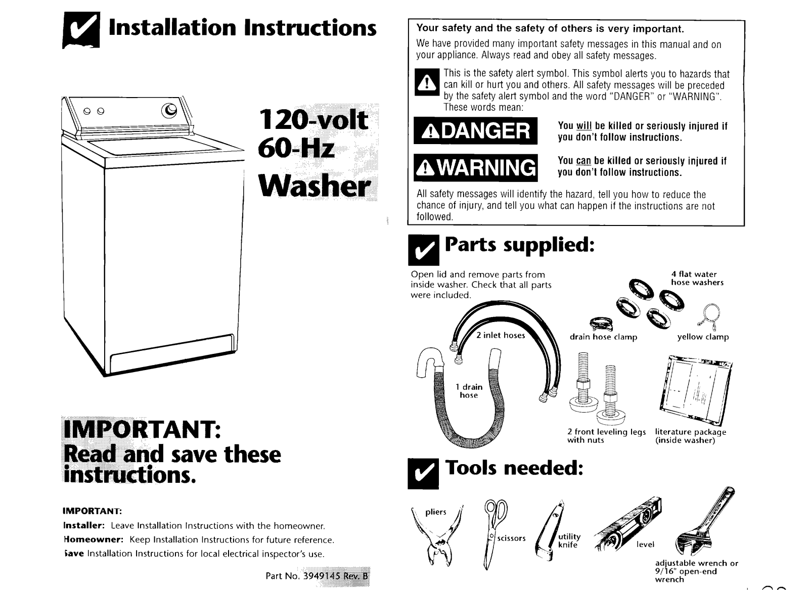 Whirlpool LXR9245EQ1, LSR8233EQ0 Installation Guide - ManualMachine.com