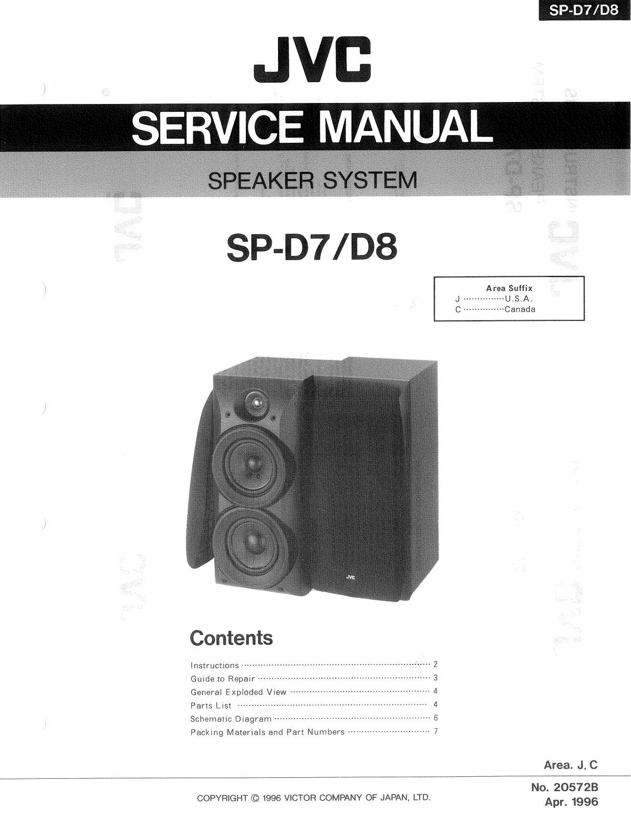 JVC SP-D7, SP-D8 Service Manual