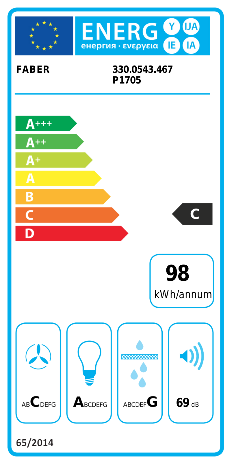 Faber 330.0543.467 P1705 Energy label