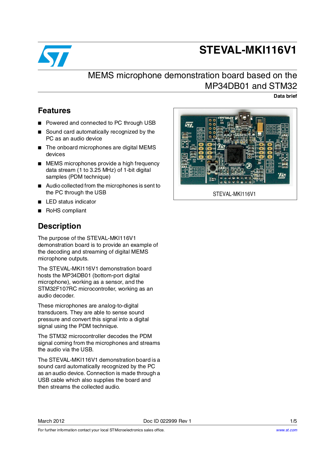 ST MKI116V1 User Manual